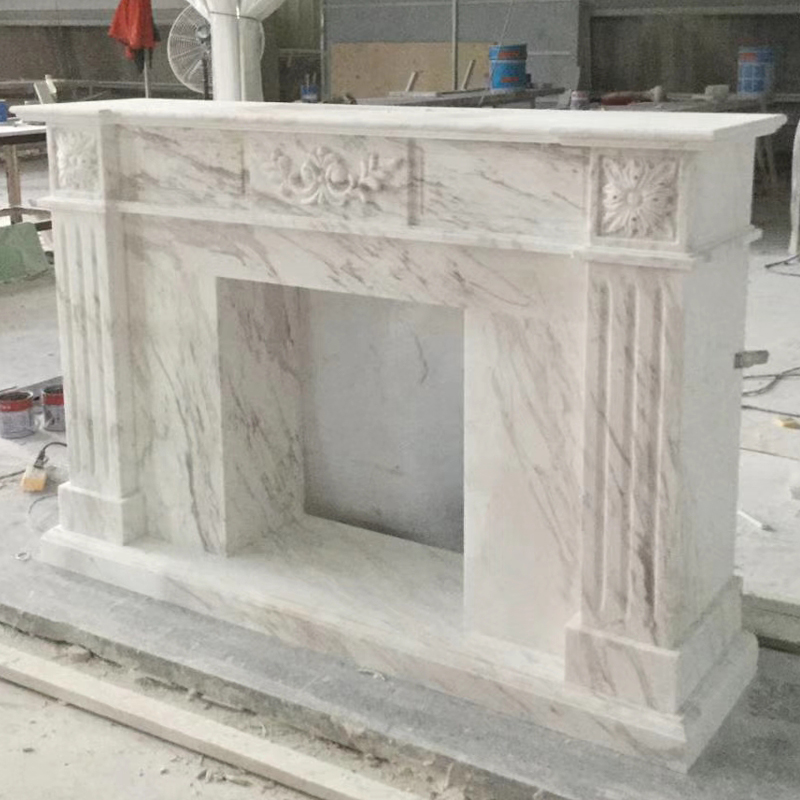 Volakas white marble fireplace